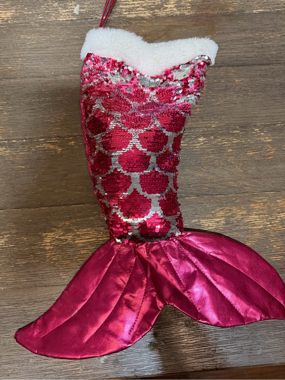 Pink Sequin Mermaid Tail Holiday Stocking